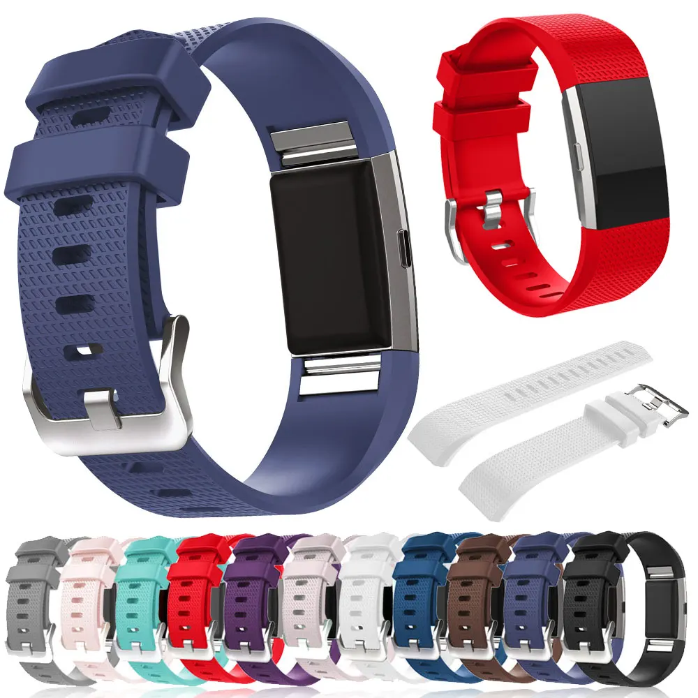 

Мягкий силиконовый ремешок для наручных часов Fitbit Charge 2, сменный Браслет для умных часов, 18 цветов