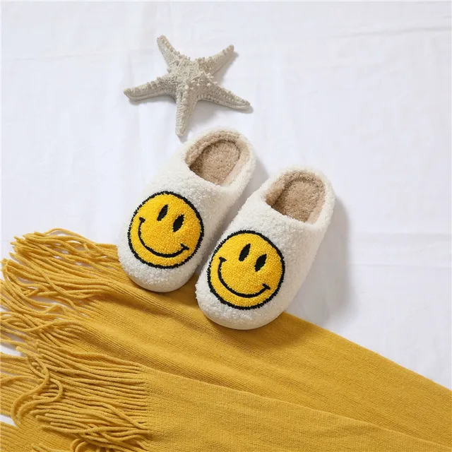 Smiley Face Kid Slippers Popular Kids Size Warm Cute Happy Smile Slipper Plush Soft Indoor Home Child Shoes 3