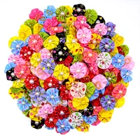 50pcs daily cute pet dog hair bows round bows with rubber bands dog colorful hair pet grooming pet supplies acessories