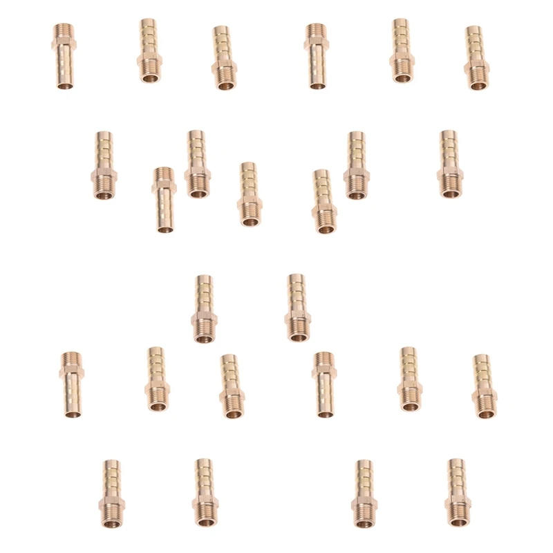 

25PCS Brass 8Mm Air Gas Pipe Hose Barb 1/8 Inch PT Male Thread Joints Fittings