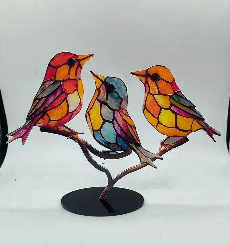 

Акриловые цветные настольные украшения, двусторонние Разноцветные птицы, пластиковые украшения в форме животных, искусство, домашний декор