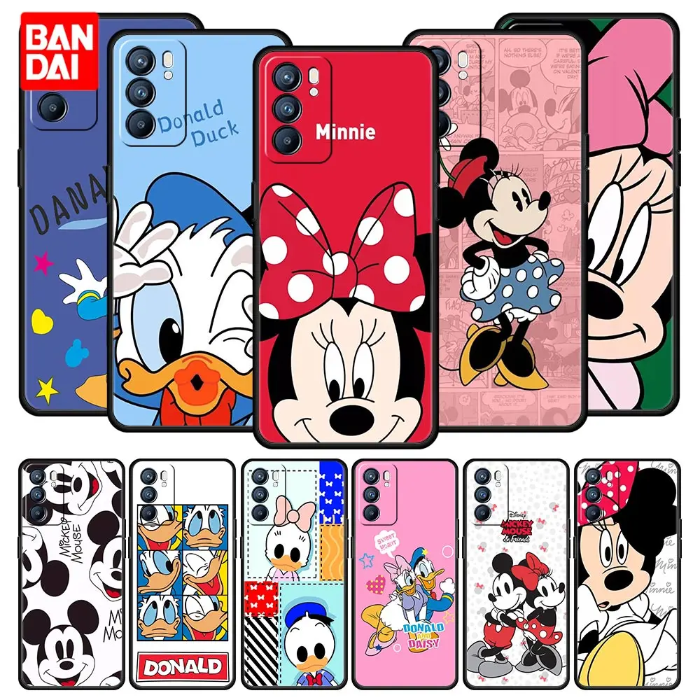 

Disney Minnie Mickey Case for Oppo A3s A5s A9 A15 A31 A52 A53 A54 A74 A93 A94 F19 Pro 4G Silicone Black Funda Capinha Capa Cover