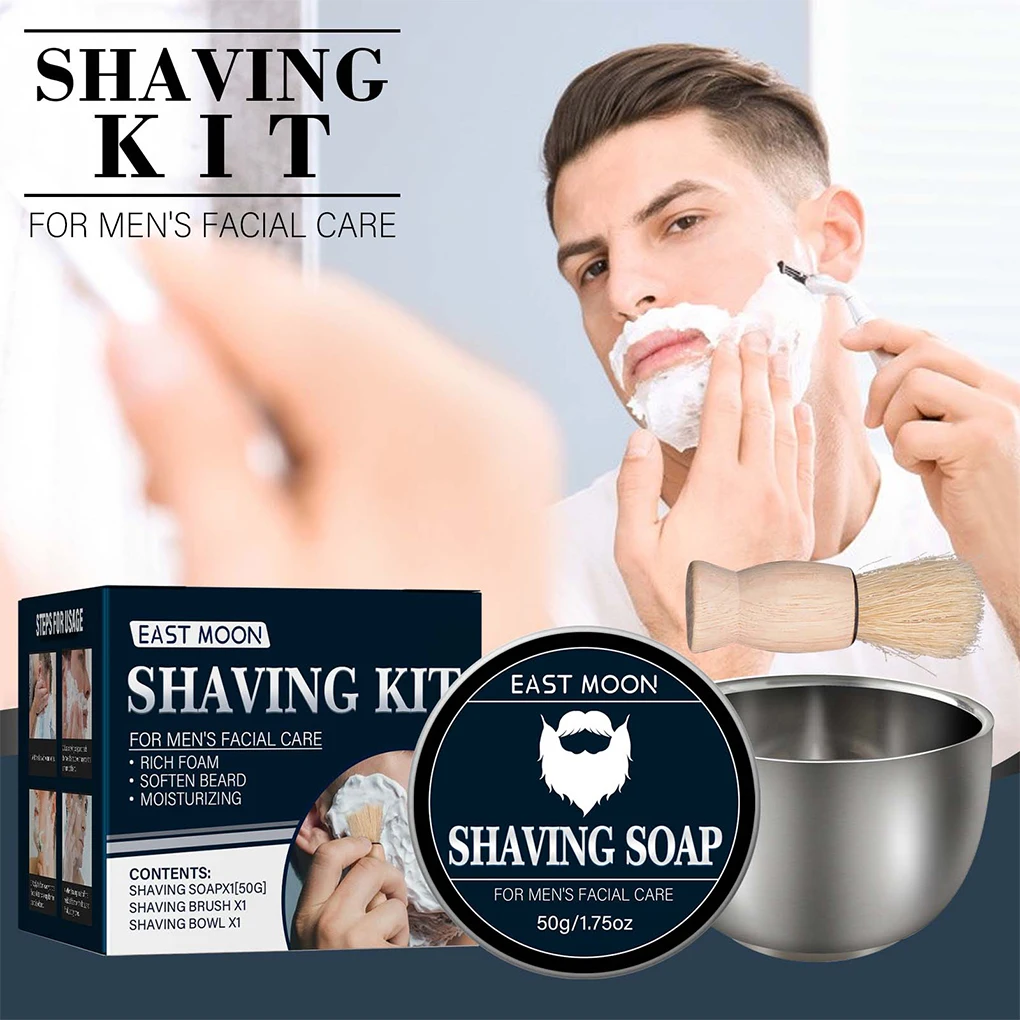

Male Beard Shaving Rich Foam Aluminum Bowl Kit Facial Hair Foamer Cleaning Portable Boyfriend Husband Holiday Gift
