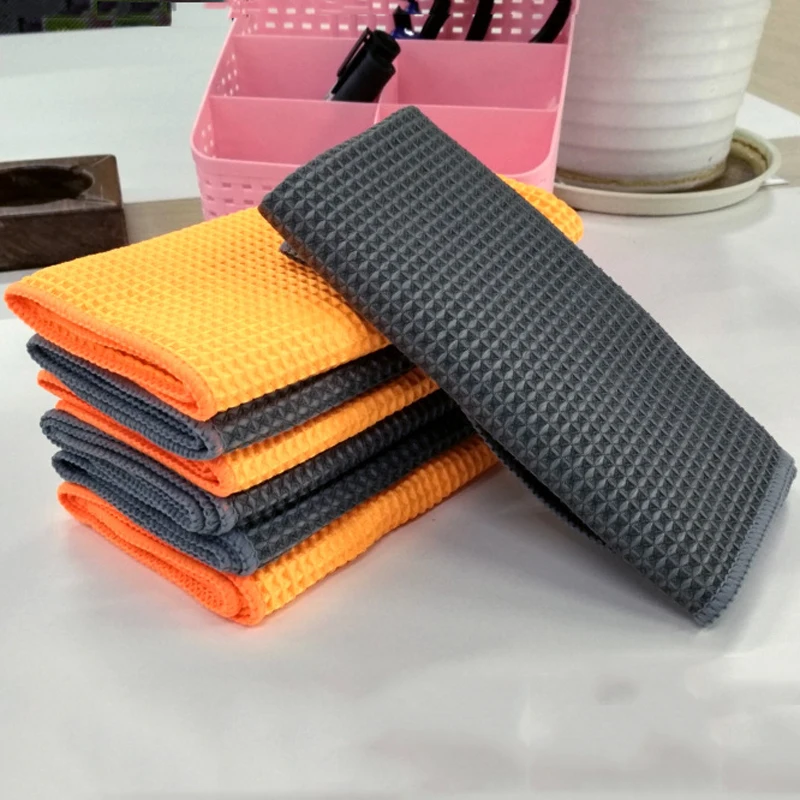 

40cm * 40cm Pineapple Grid Towel Car Towel Lint-free Absorbent Strong Towel Microfiber Waffle Car Wash Towel Cleaning Supplies