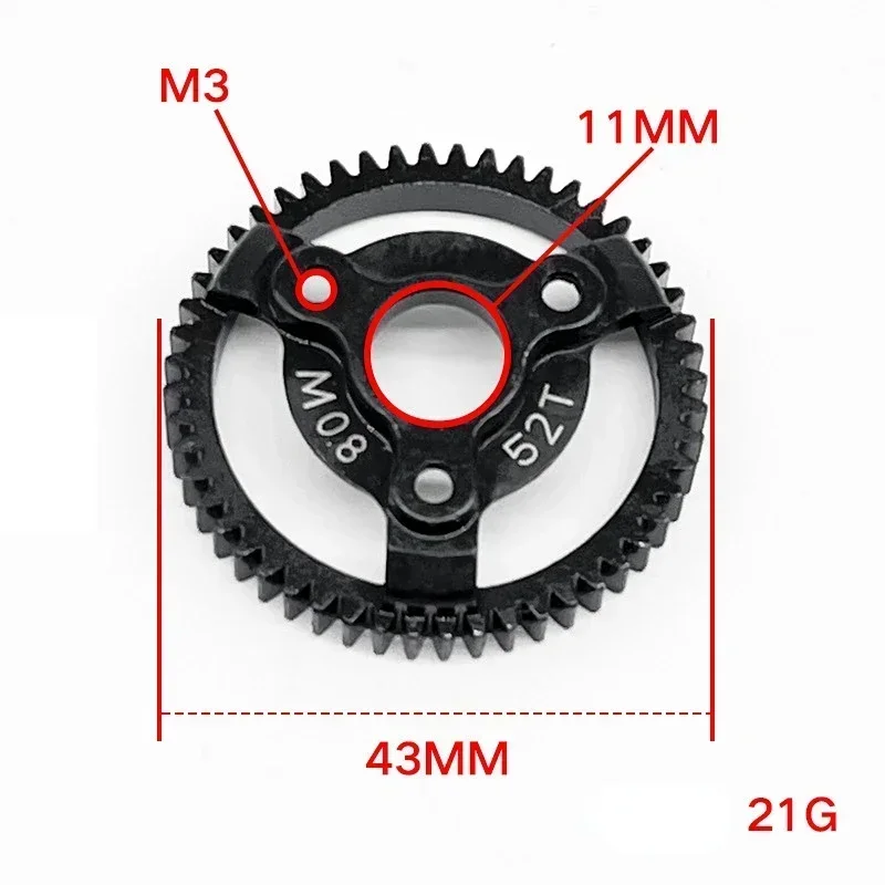 Harden Steel Spur Main Gear 50T 52T 53T 54T 32Pitch 0.8M 6842 6843 3956 for RC Car 1/10 TRX Slash Stampede Rustler 4x4 VXL