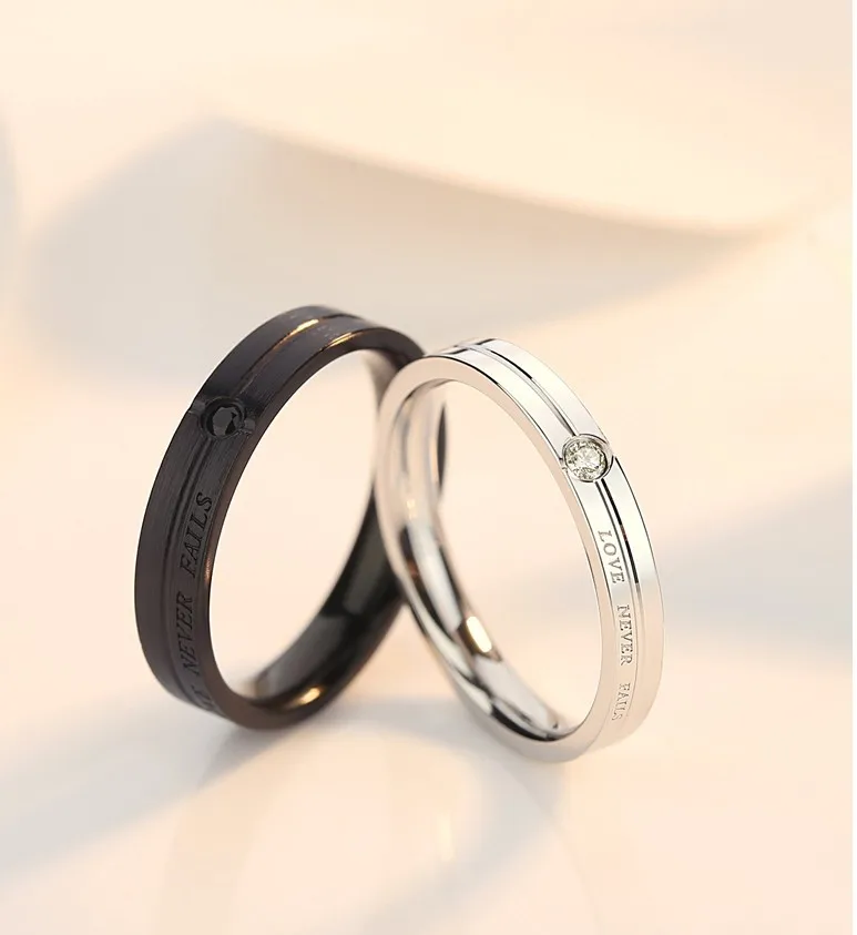 

New silver couple black and white true love vows open ring fashion trend jewelry long-distance love gift 106