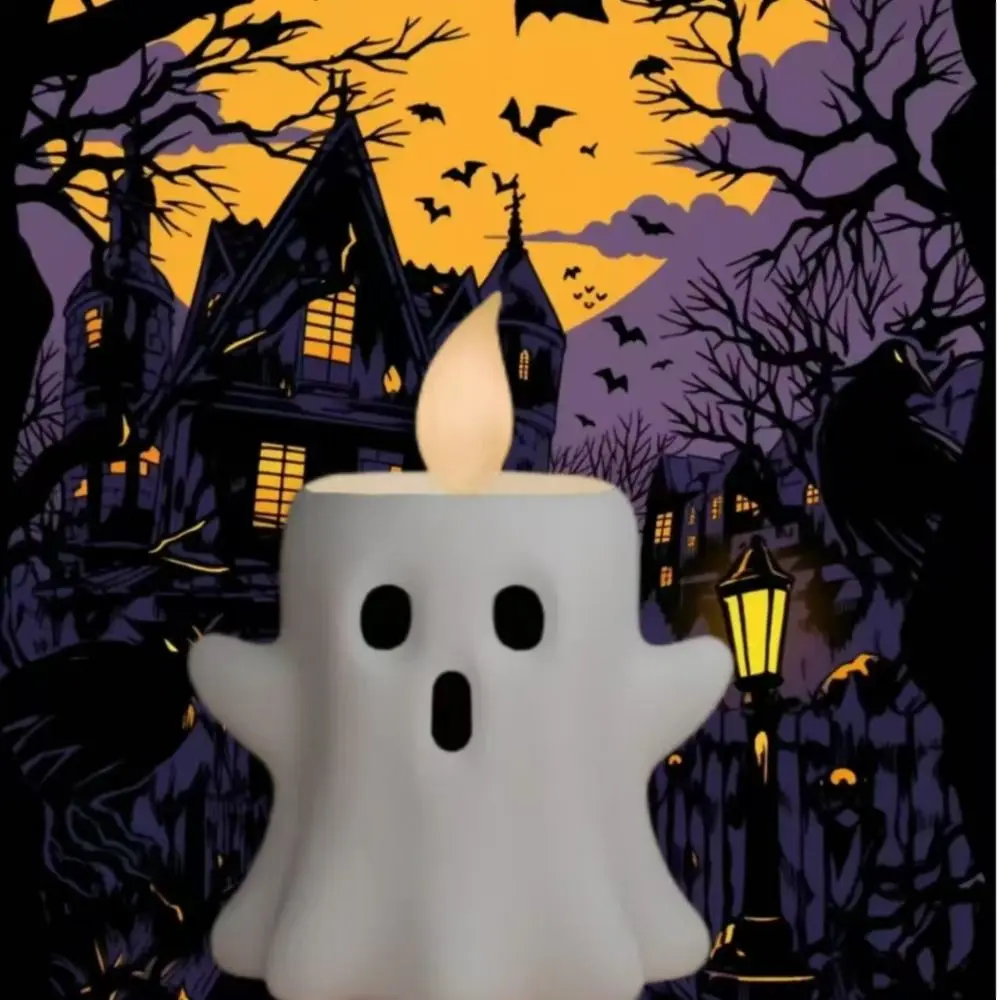 3D Электронная свеча подсвечник в виде призрака симпатичный с имитацией