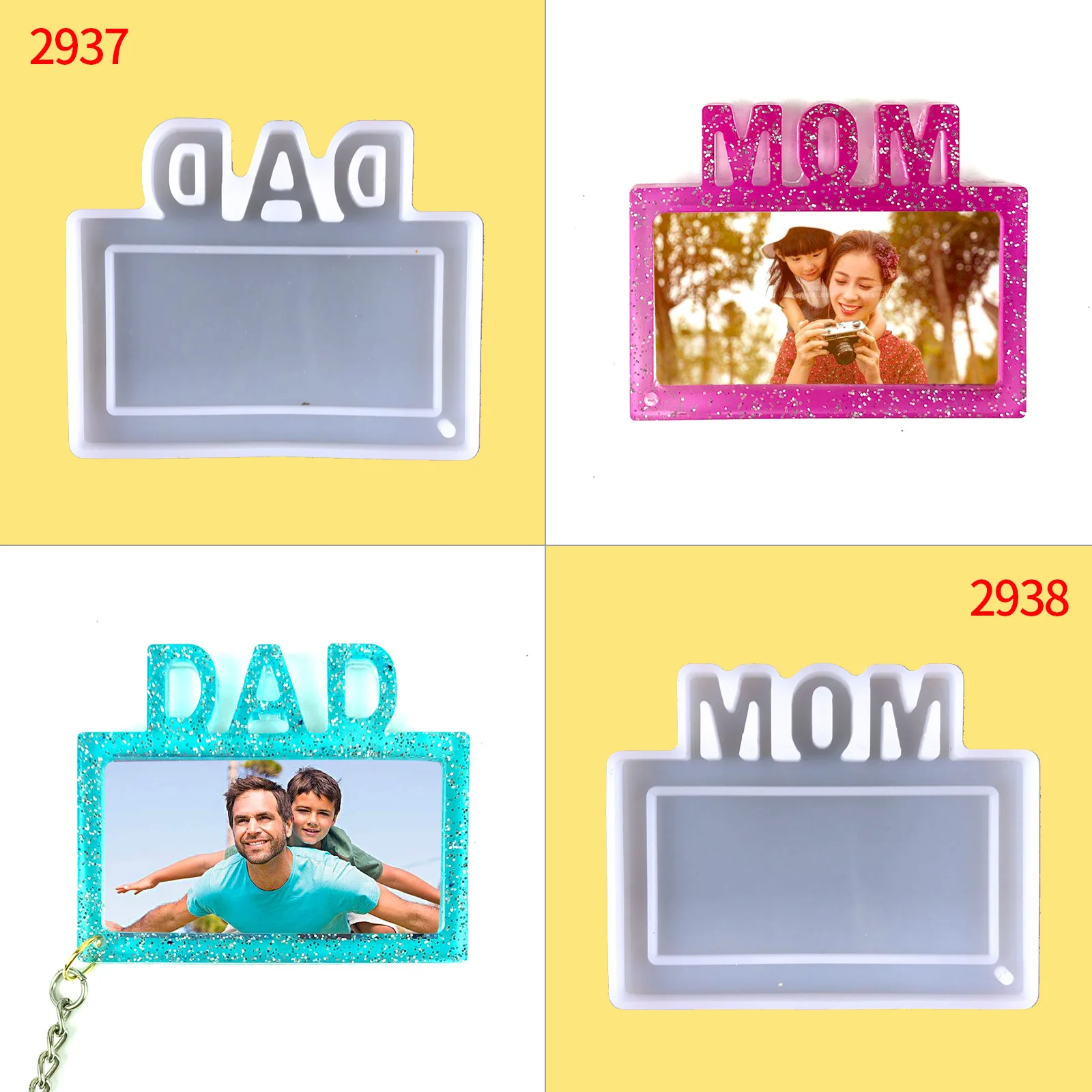 Сделай сам мама папа английская фоторамка с надписью брелок силиконовая форма