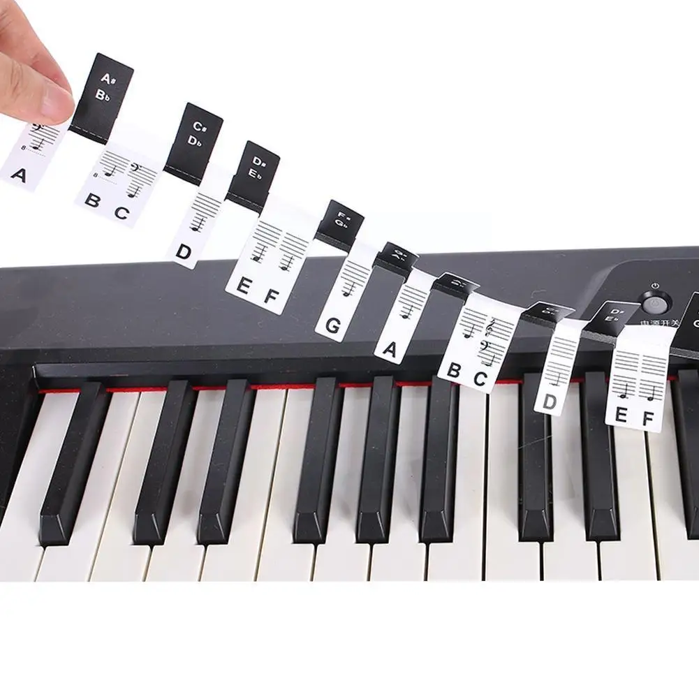 

61 Keys 88 Keys Removable Piano for KEY Labels Piano Keyboard Stickers Piano Rake Notes Marker Overlay for Piano Fingering N3T6