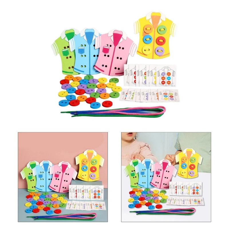 

N80C Wood Material Threading Board Toy for Kids Develops Concentration Logical Reasoning Training Toy Children Christmas Gift