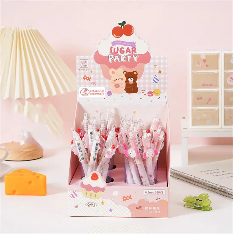 36 шт./партия, гелевые ручки с синими чернилами, 0,5 мм