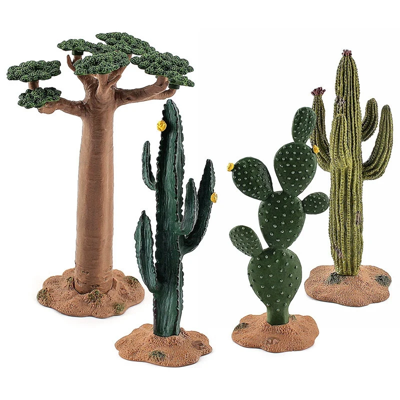 

Practical 4Pcs DIY Plant Decor Model Cactus Bush Maple Banyan Tree View Home Garden Decor Toys for Children Christmas Gifts