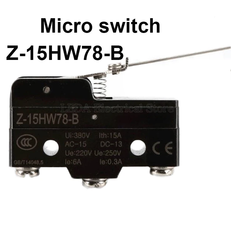 

1Pcs Z-15HW78-B 15A 380V High Temperature Resistant Small Waterproof Microswitch Silver Contact Long Handle Limit Switch