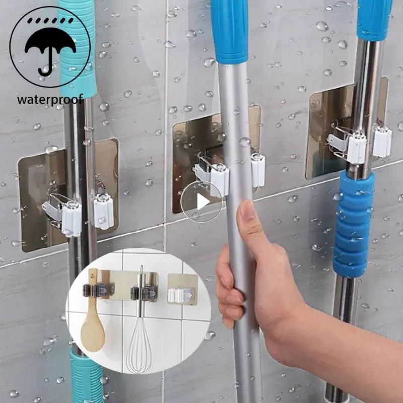 

1pc Multi-Purpose Adhesive Hooks RackBrush Broom Hanger Hook Kitchen Bathroom Strong Hooks Wall Mounted Mop Organizer Holder