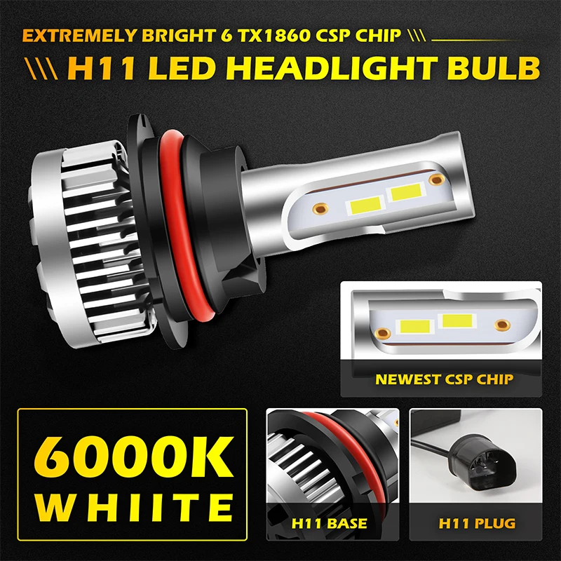 

H4 LED Headlight 20000LM CSP Chip LED H7 H1 H11 H8 H9 9005 9006 HB3 HB4 120W 4300K 6500K 8000K PTF Ice Bulbs Turbo Fog Light 12V