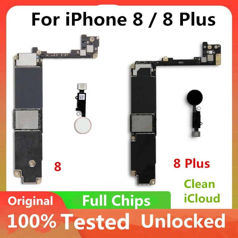 Материнская плата ICloud 100% Оригинальная для IPhone 8 Plus разблокированная чистая