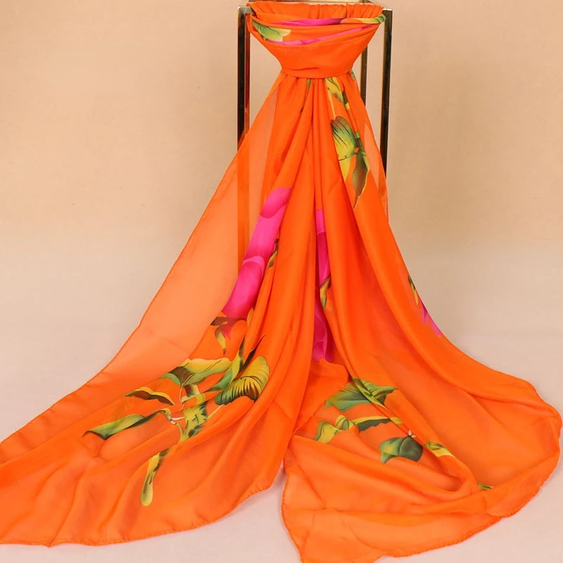

Summer 2022 Women Scarf Chiffon Beach Sunscreen Shawl Travel Lrage Bandana Luxury Lady Wedding Decorate Rose Print Kerchief