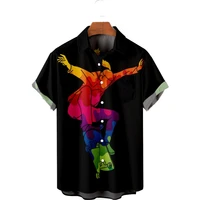 2022 mens short sleeve lapel shirt plus size skateboard 3d printed mens top with pocket hawaiian shirt