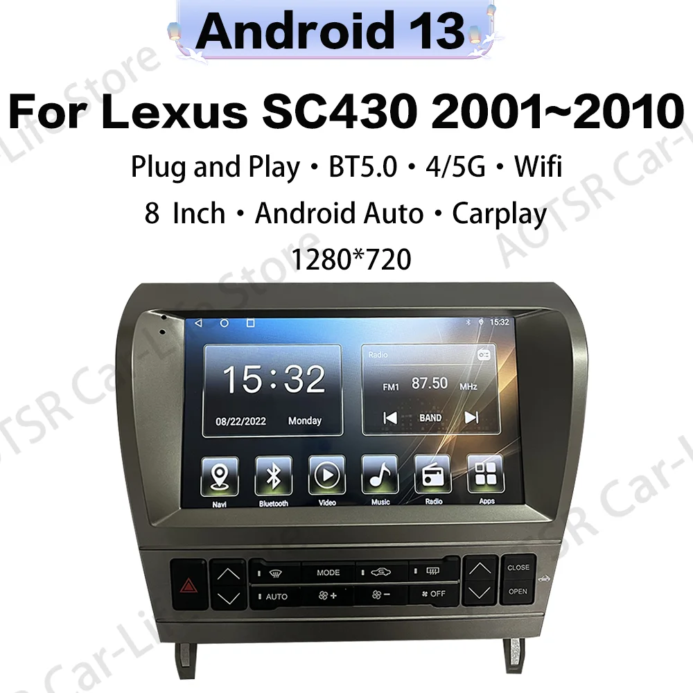 

Автомагнитола для Lexus SC430 2001 2002 2003 2004 2005 2006 2007-2010 Android 11, автомобильный мультимедийный плеер с GPS-навигацией, головное устройство