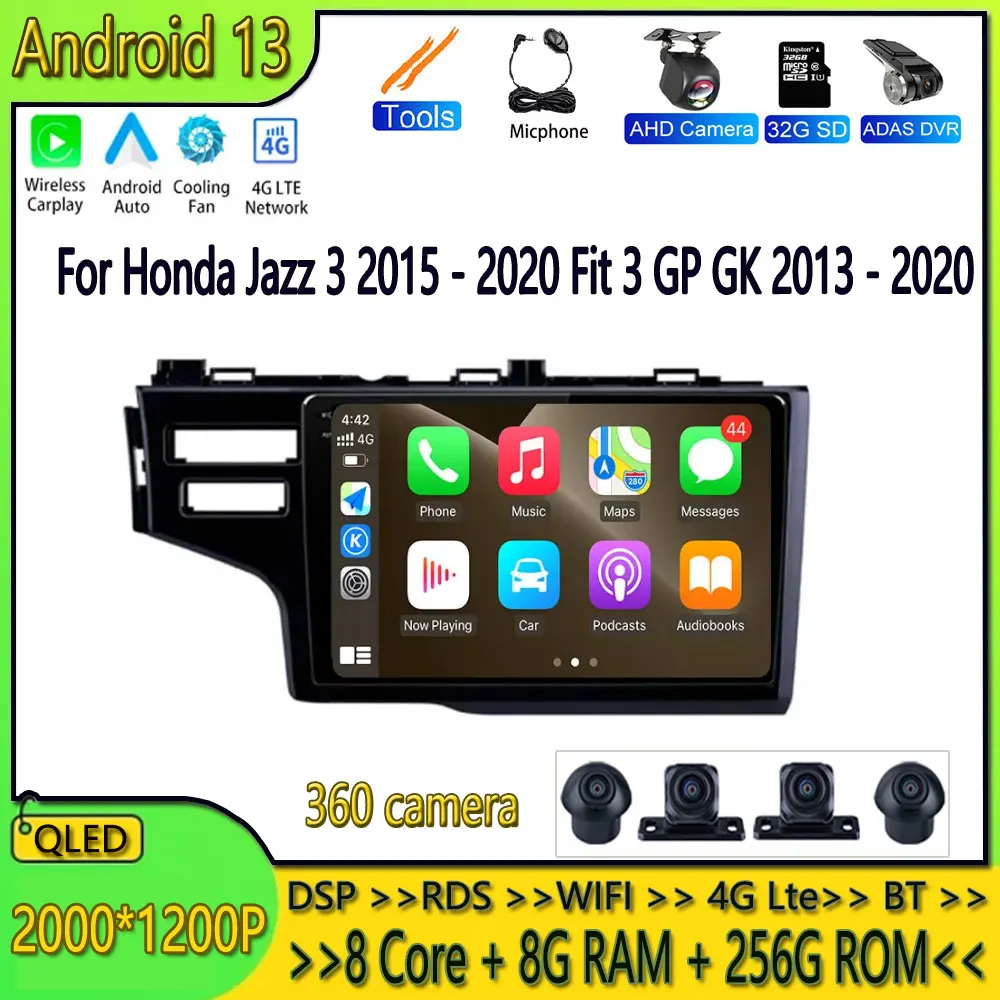 

9 ''Android 13 для Honda Jazz 3 2015 - 2020 Fit 3 GP GK 2013 - 2020 автомобильное радио мультимедийный плеер GPS навигация 4G Carplay DVD