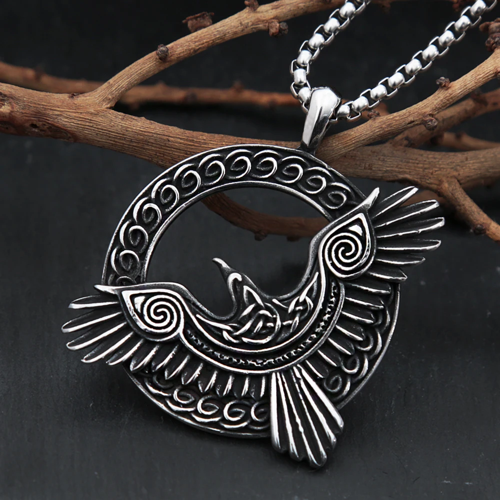 

Vintage Nordic Odin Raven Necklace Fashion Stainless Steel Viking Celtic Knot Pendant For Men Amulet Jewelry Gifts Dropshipping