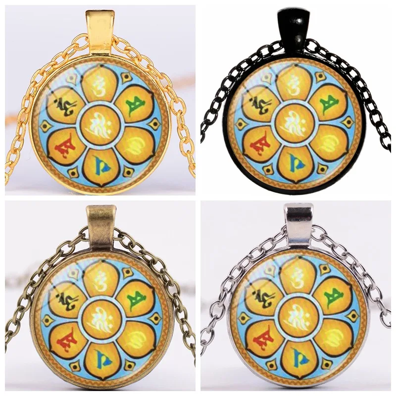 

Mandala Flower Yoga Stone Pendant Necklace for Women Vintage Choker Necklace Female Charm Fashion Accessories Jewelry Collar