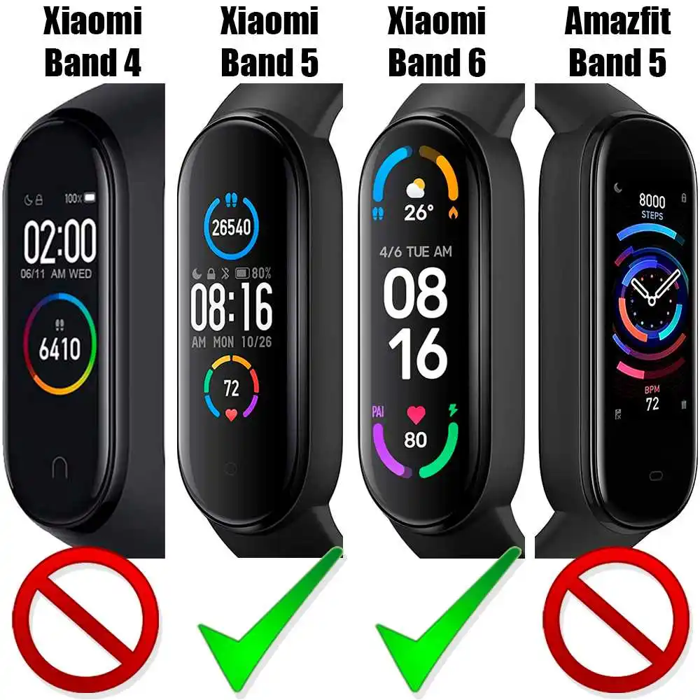 Металлический ремешок для часов совместимый с Xiaomi Mi Smart Band 5 6 Серебристый