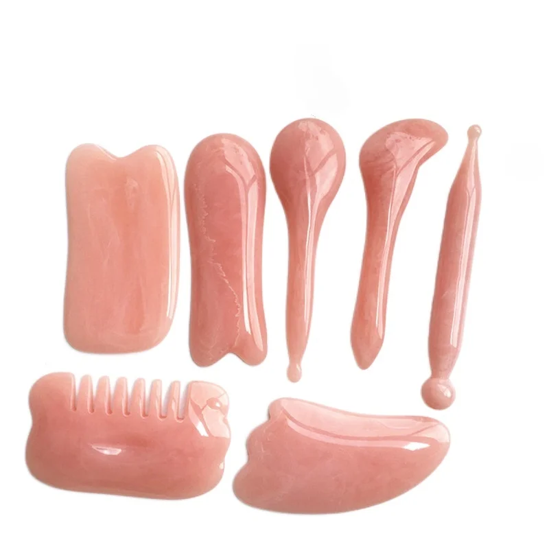 

7PCS Gua Sha Massage Scraping Natural Resin for Face Guasha Scraper Facial SPA Body Care Acupuncture Point Massage Board Tool