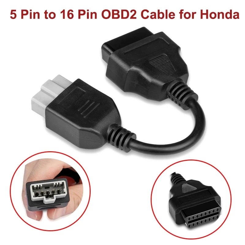 Качественный адаптер OBD2, кабель-удлинитель OBD 2 для Honda, 5-контактный штекер на 16-контактный гнездо, 20 см, адаптер для автомобильного диагностического сканера