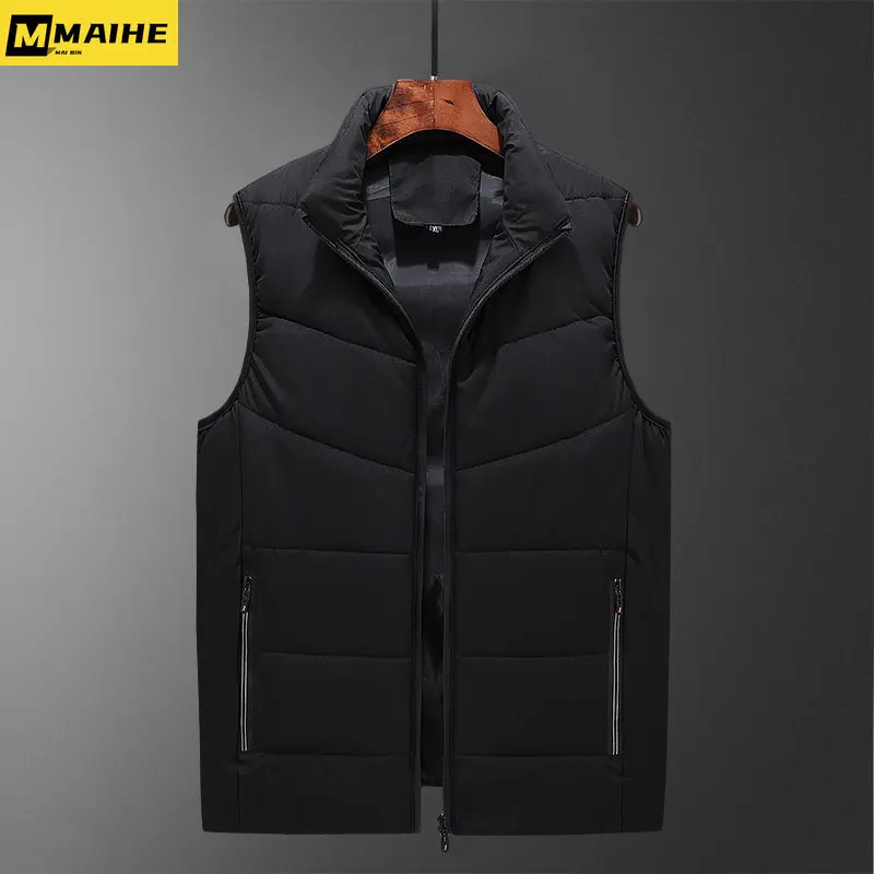 8XL large men's winter coat Warm sleeveless vest coat Fashion casual waterproof zipper jacket New windproof coat men's down vest