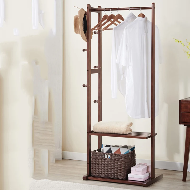 

Rack Hanger Boutique Wood Corner Clothing Rack Shelves Nordic Clothing Standing Modern Perchero Pared Library Furniture LQQ26XP