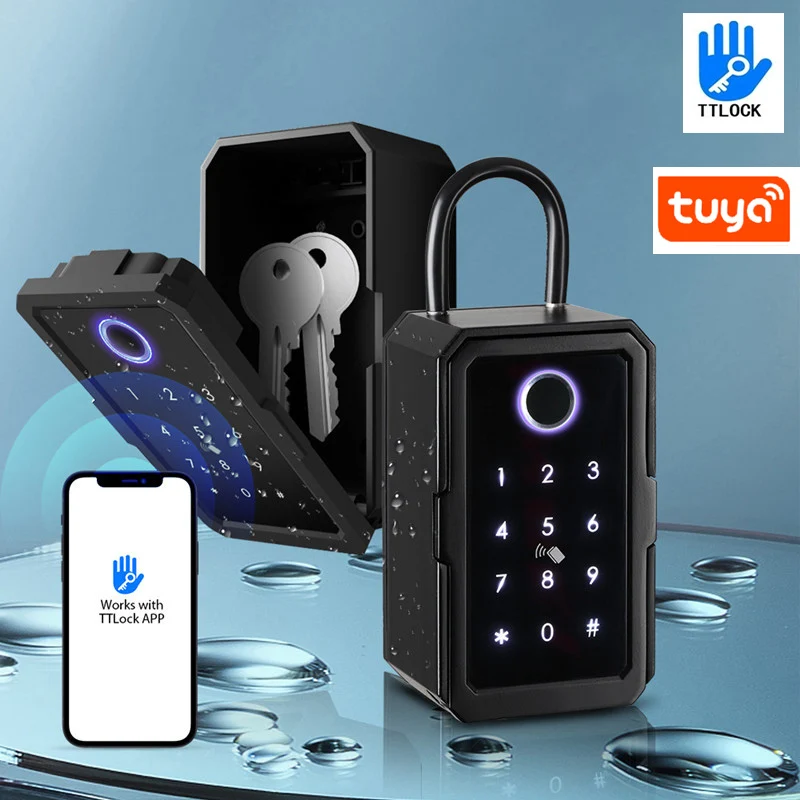 

Tuya Ttlock App WiFi Smart Key Lock Box Electronic Lock Key Box Wall Mounted Password Storage Box Fingerprint Lock Padlock