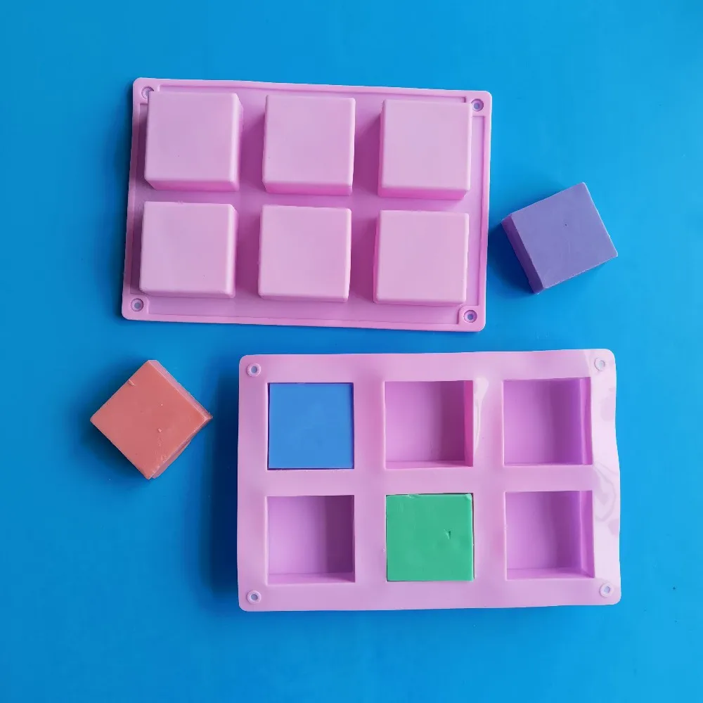 

6 Cavity Silicone Mold for Making Soaps 3D Plain Soap Mold Rectangle DIY Handmade Soap Form Tray Mould