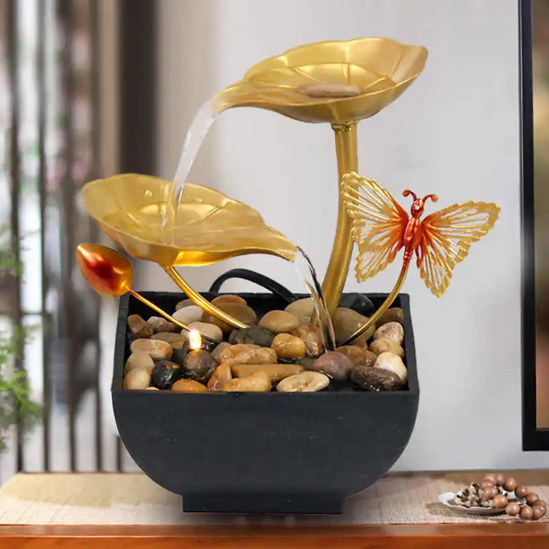 

Home Desktop Fountain Ornament Small DIY Tabletop Circulating Waterfall Decoration for Office Living Room Home Fountain Decor