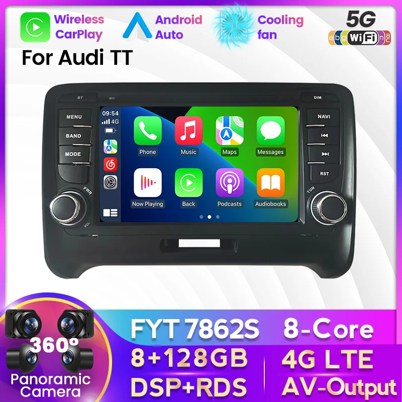 

Автомобильный радиоприемник для Audi TT MK2 8J 7862 2006-2007, Android 11, мультимедийный видеоплеер, навигация GPS RDS WIFI Carplay Auto WIFI 4G
