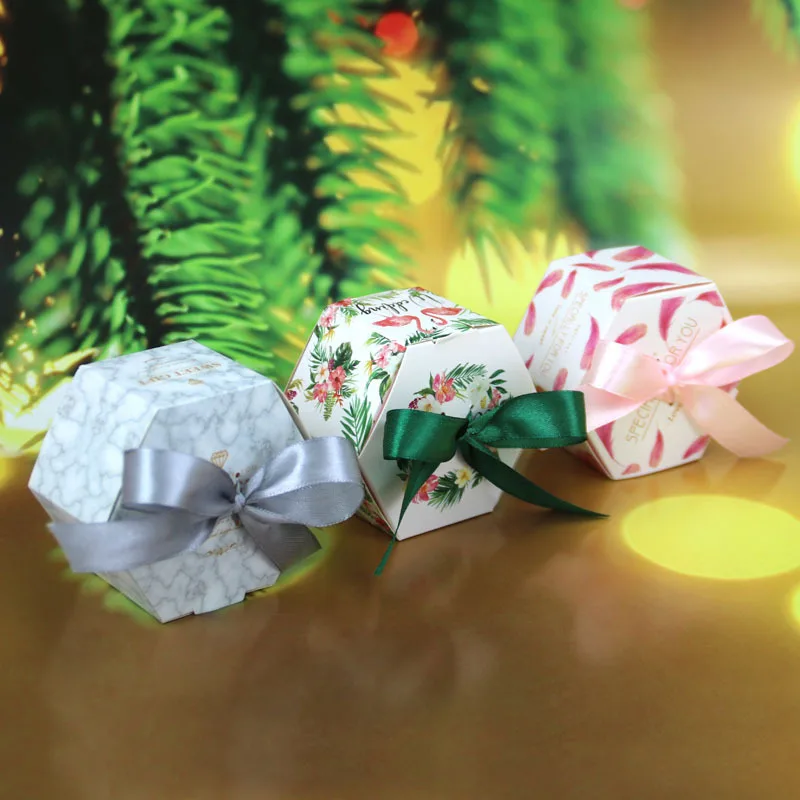 

50/100 шт./лот 2022 Новая креативная коробка для конфет Mori Шестигранная Свадебная коробка для конфет Роскошная бумажная Подарочная коробка опто...