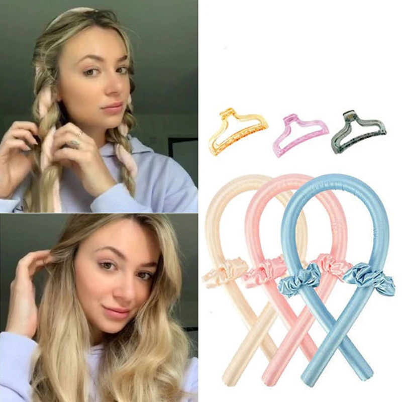 

Heatless Curls Rod No Heating Hair Curler DIY Salon Hair Styling Tool for Natural Wave Sleep Overnight Hair Waver Hair Curl Kits