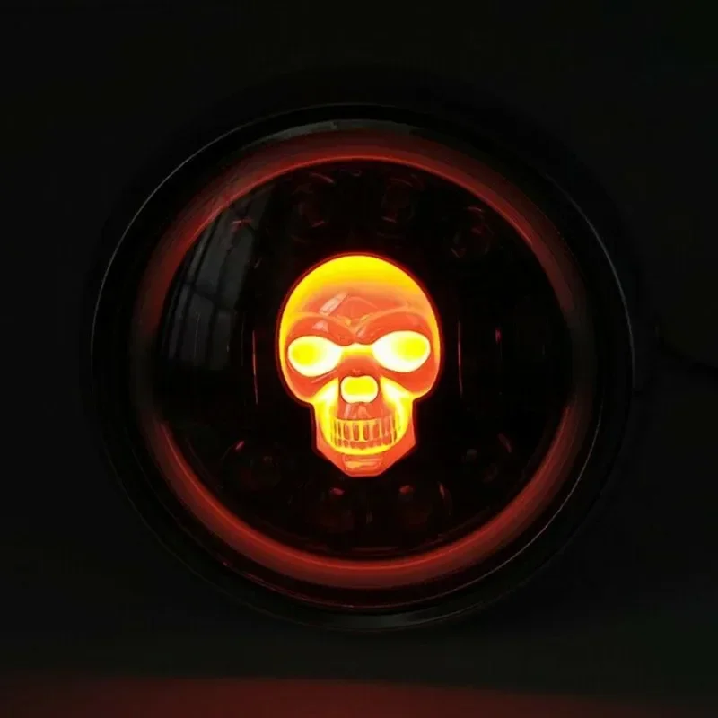 Черная передняя фара с боковым креплением и черепом дальняя/ближняя для Honda Kawasaki