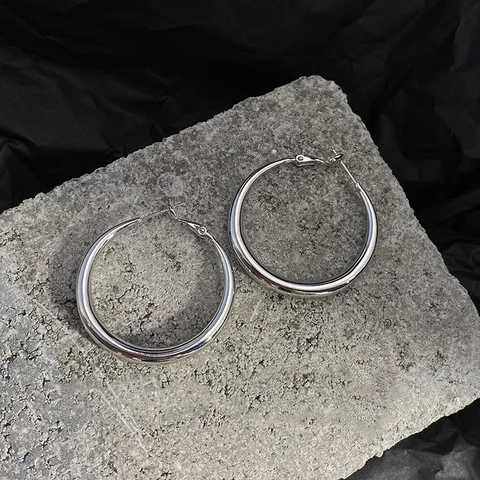 Большие круглые серьги-кольца HYFAD из медного сплава