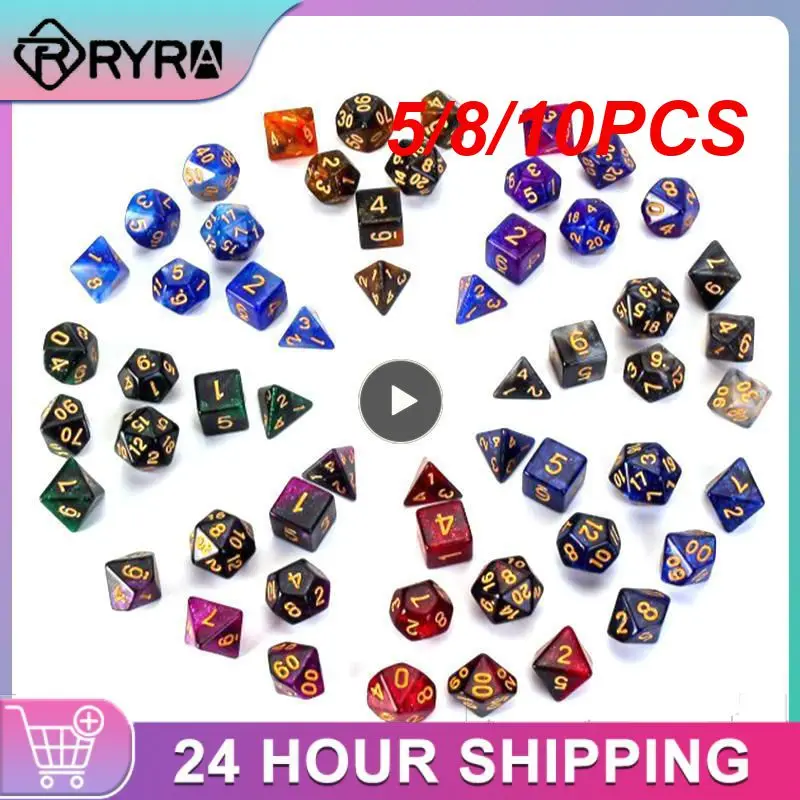 

5/8/10PCS /Set Polyhedral Dice For Dungeons and Dragons DnD RPG 4 6 8 10 12 20 D4-D20 Numbers Dials Desktop Table Board Game