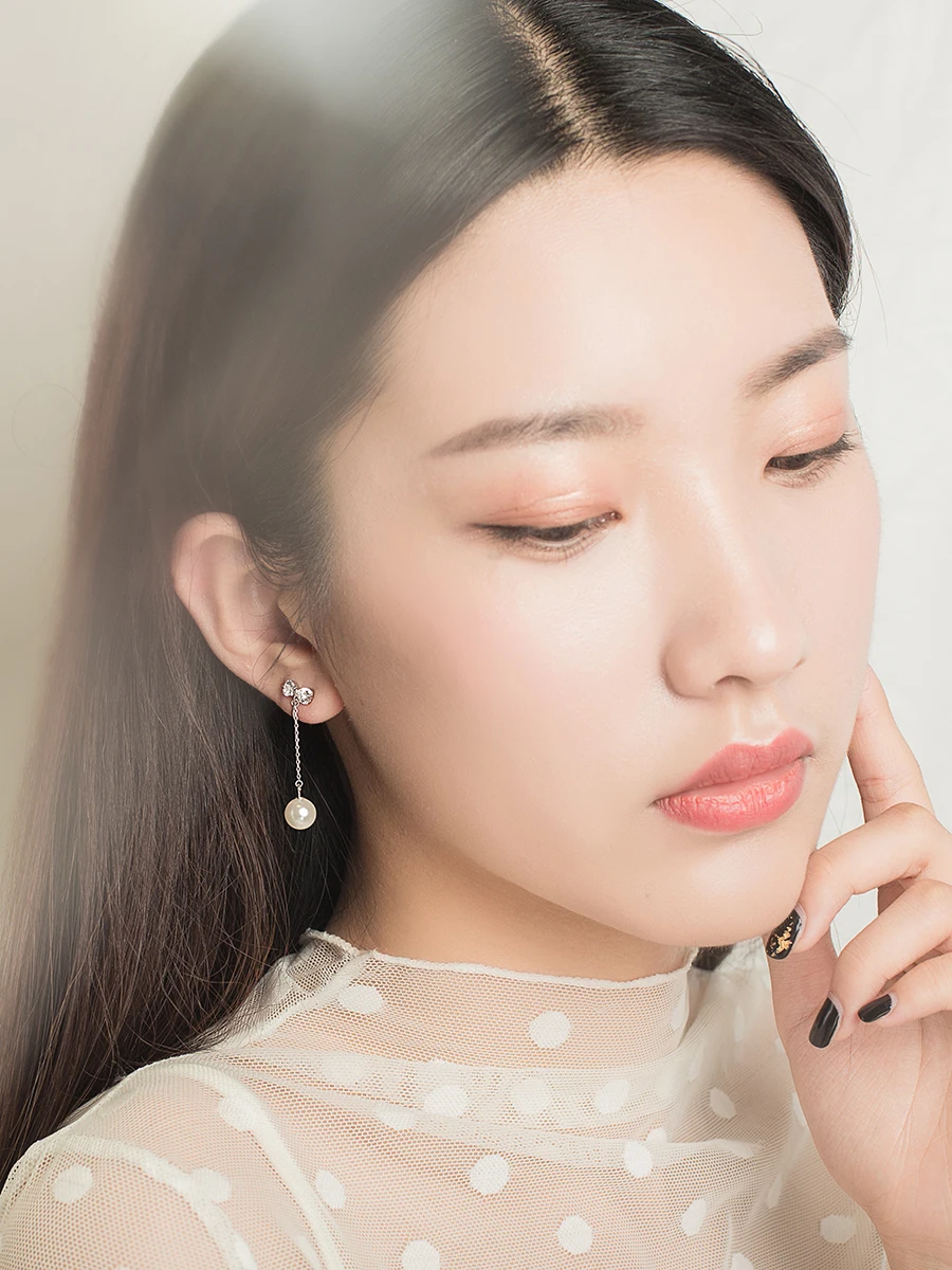 Женские серьги из стерлингового серебра с бантом и жемчугом в стиле ретро без