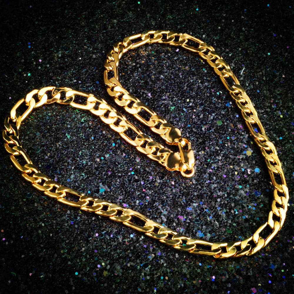 

Ожерелье из 18-каратного золота, классическое колье с боковой цепью 8 мм для мужчин и женщин, модные аксессуары для вечеринок и свадеб, бижуте...
