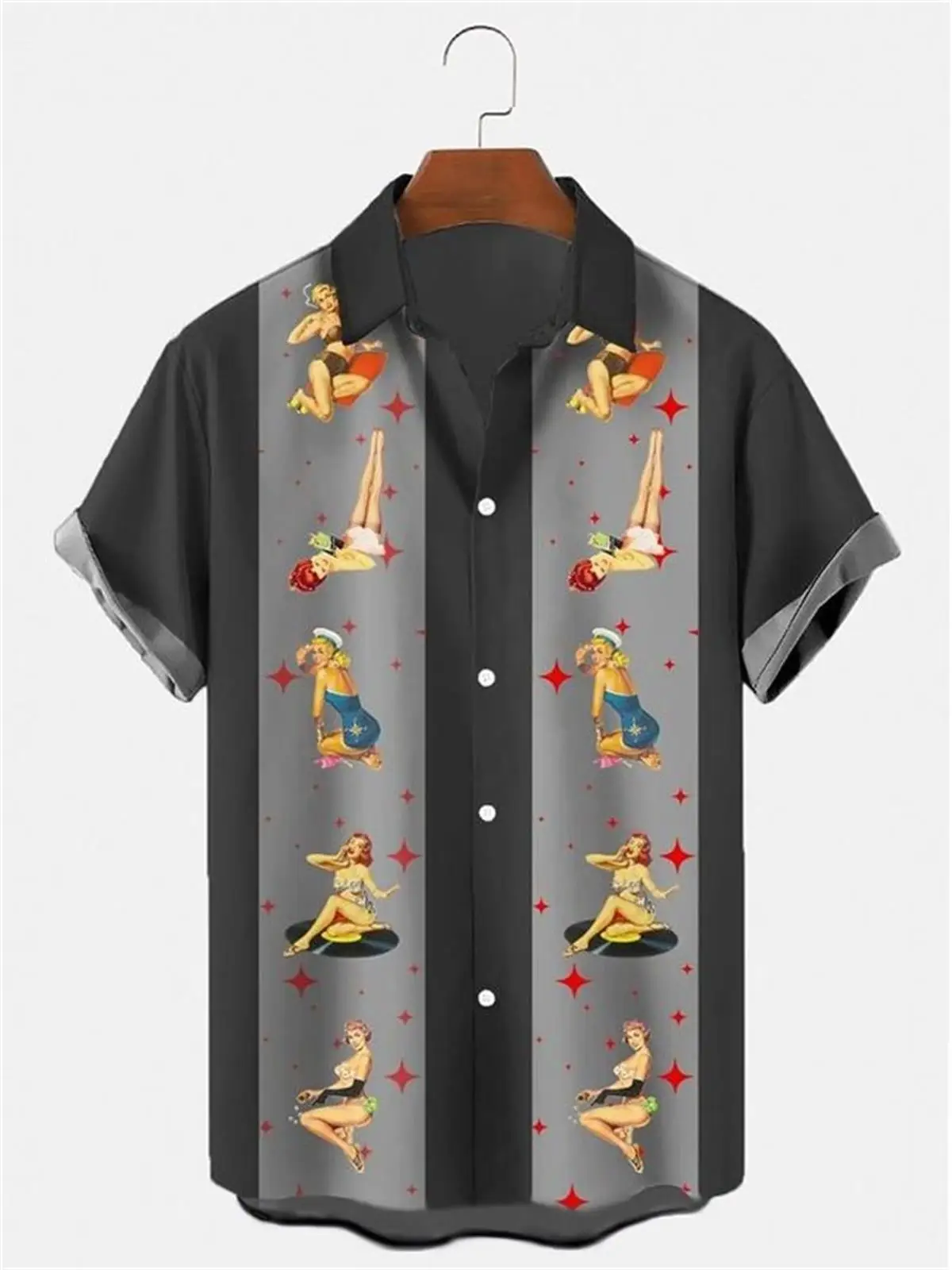 

Hawaiian Men's Shirts, Casual Plaid Printed Shirts, Short Sleeved Shirts, Single Button Lapel Shirts, Beach Tops