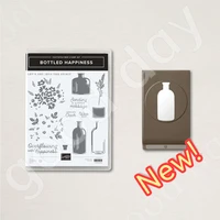 arrival new 2022 flowers bottle metal cutting dies and clear stamps set handmade diy scrapbooking cards diary crafts decor mold