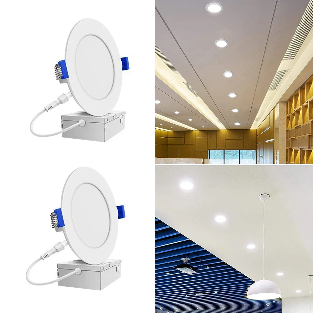 

HOT-6Pcs 12W 4000K ультра-тонкий светодиодный встраиваемый потолочный светильник с распределительной коробкой, с регулируемой яркостью локальный ...