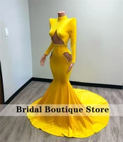 mermaid velvet prom dresses 2022 halter long sleeves african birthday party dress evening gowns vestidos de gala