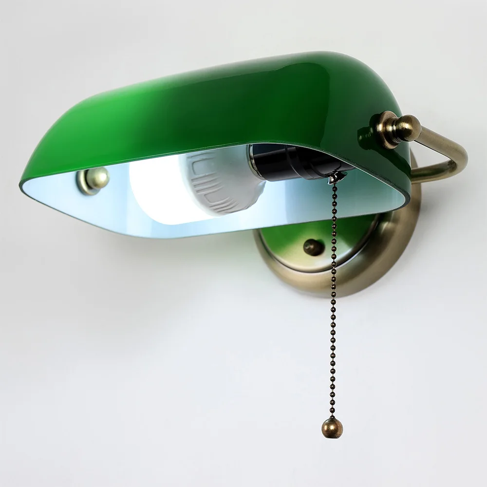 Винтаж Европа зеленый банкир настенный светильник классический промышленный Белый настенный светильник светодиодный E27 для спальни гости...