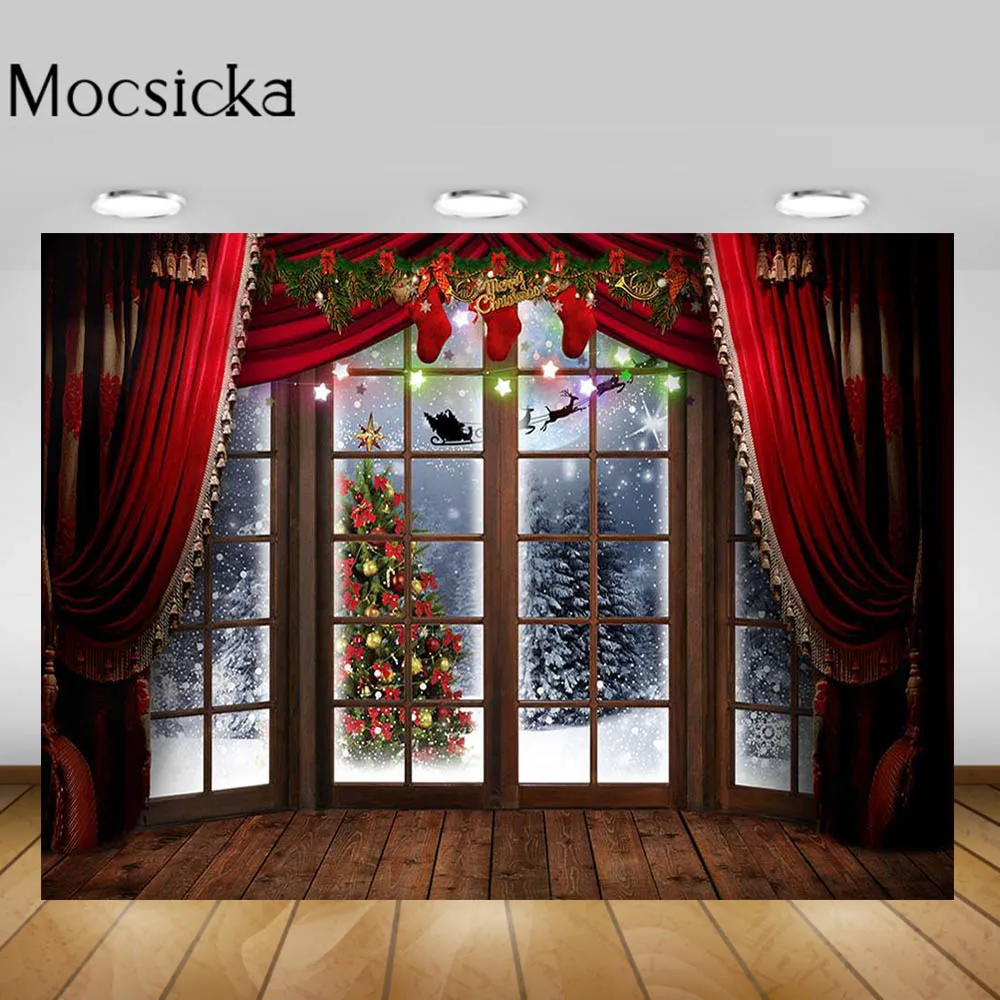 

Mocsicka Рождественская фотография фон снежинка деревянная дверь Рождественская елка фото фон Рождественский венок семейный портрет фон