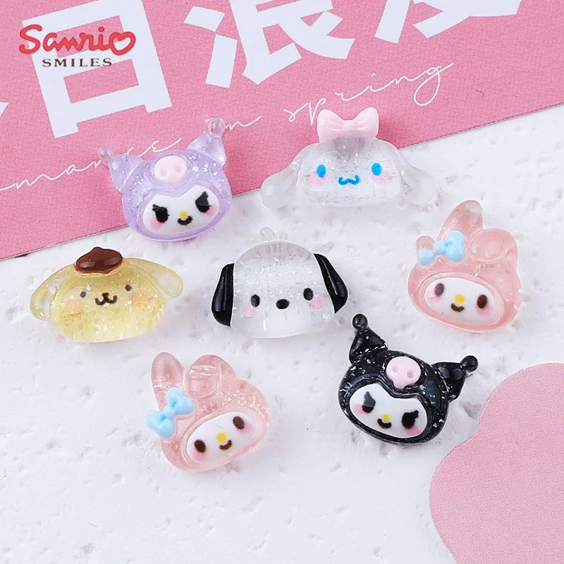 

10Pcs Kawaii Anime DIY Accessories Hello Kittys Sanrio Kuromi Cute Phone Case Hairpin Nail Art Decoration Gifts Toys for Girls