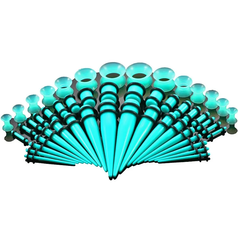 Gofei Brand 50PCS Acrylic Ear Gauge Stretching Kit 14-00G Silicone Ear Gauge Plug Tunnel Flesh Taper Gauge Set Stretcher